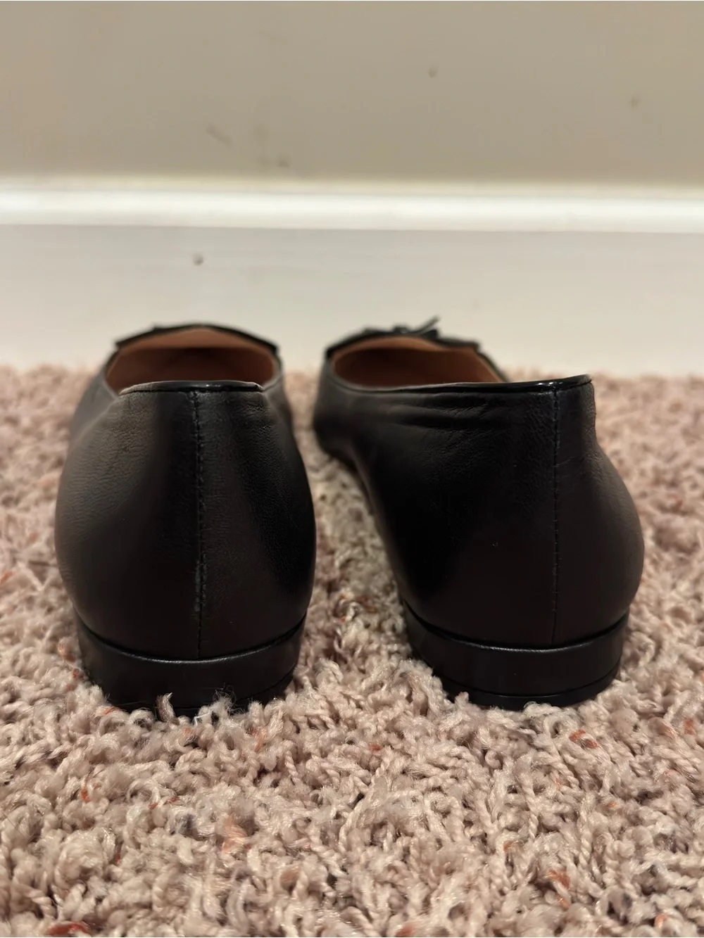 J.Crew Black Leather Bow‎ Pointed Toe Flats Loafers Size 9 NWOB